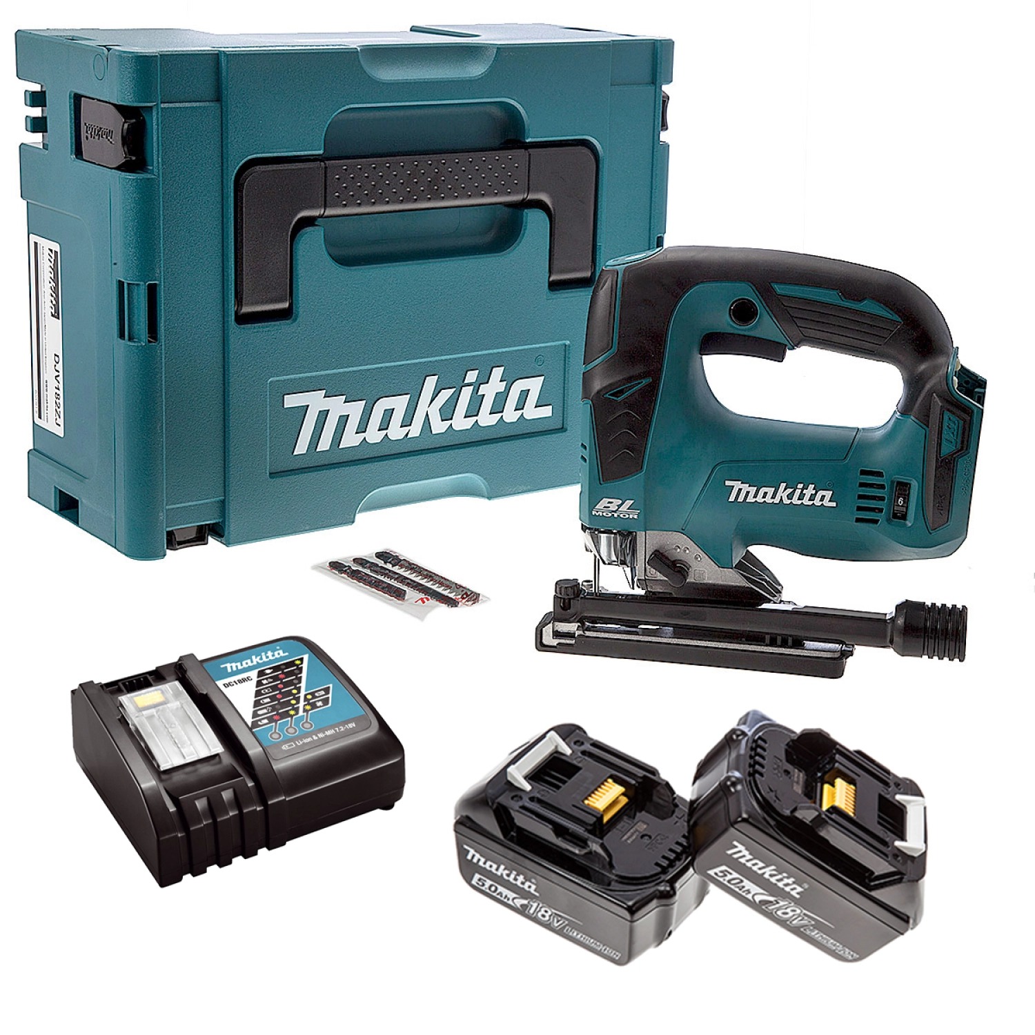 Makita DJV182RTJ 18V accu-decoupeerzaagset met 2x 5,0Ah accu en Mbox
