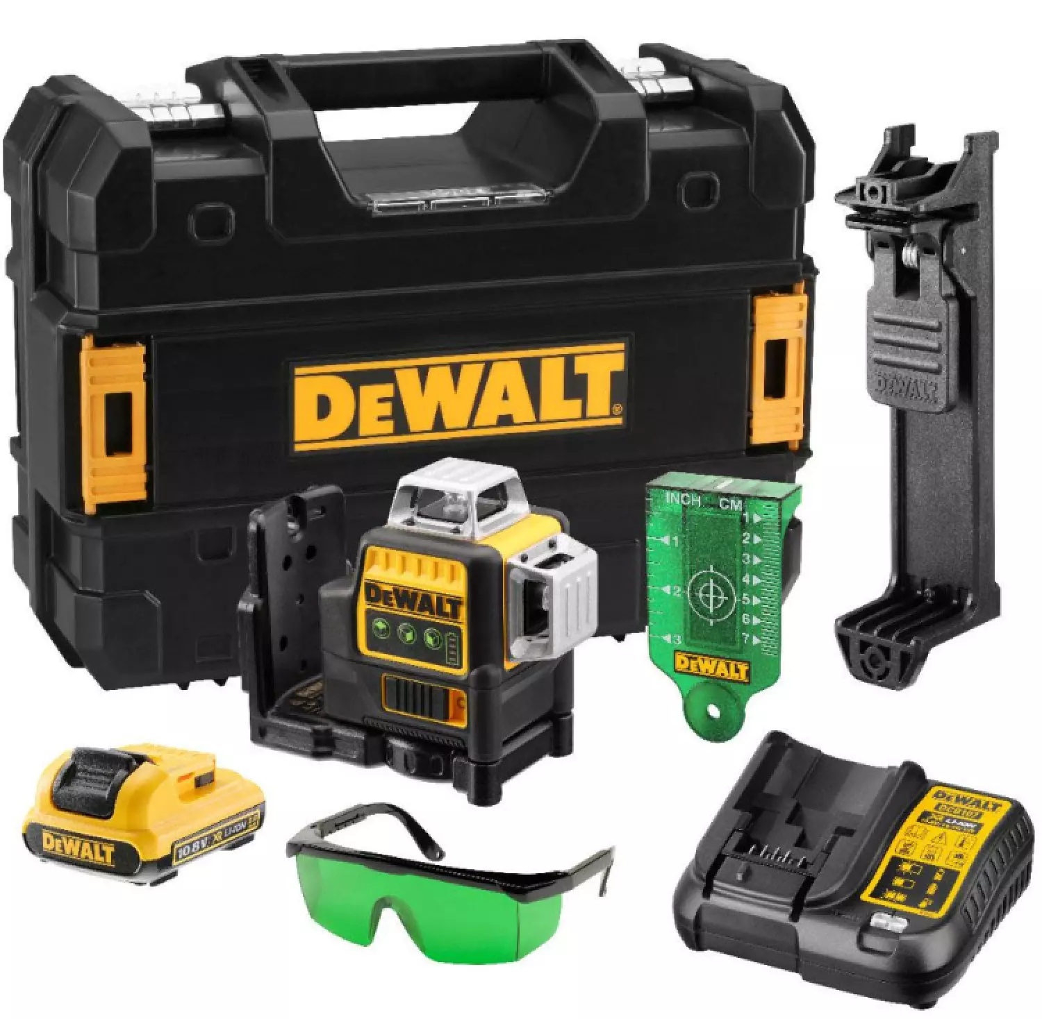 DeWALT DCE089D1G-QW groene 3×360° multilijnlaser set – 10,8 V – 30 m