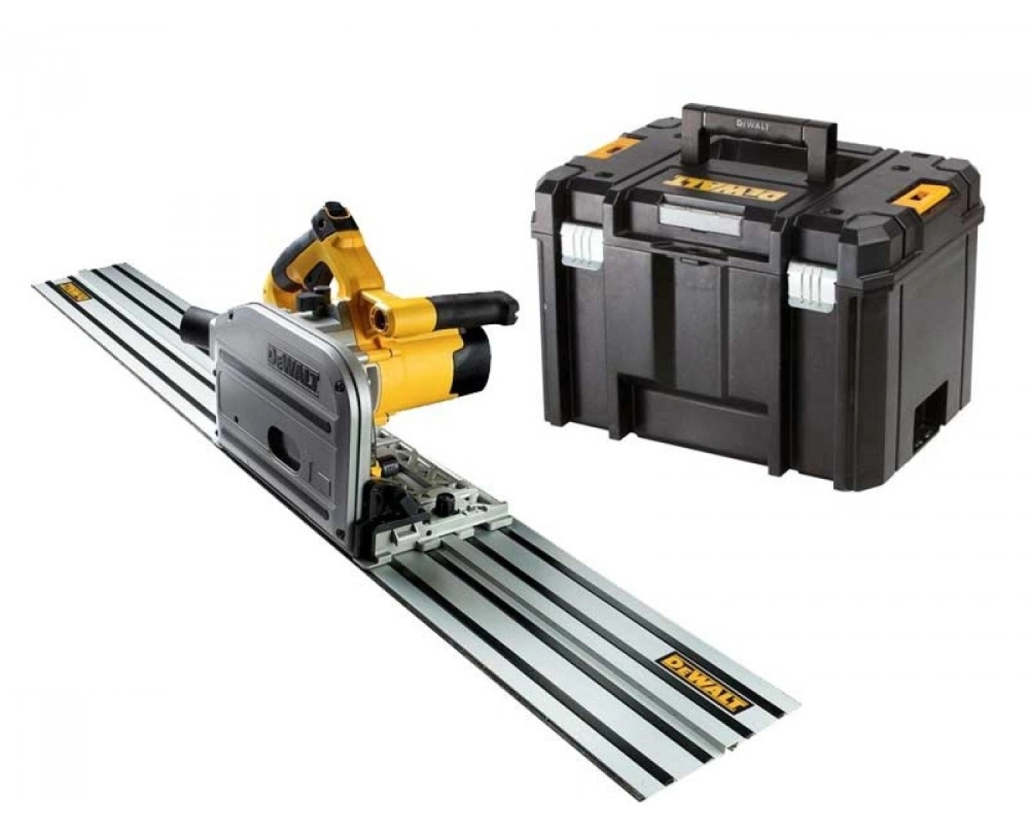 DeWALT DWS520KTR-QS invalzaagset met geleiderail en TSTAK-koffer – 1300 W – 165 mm
