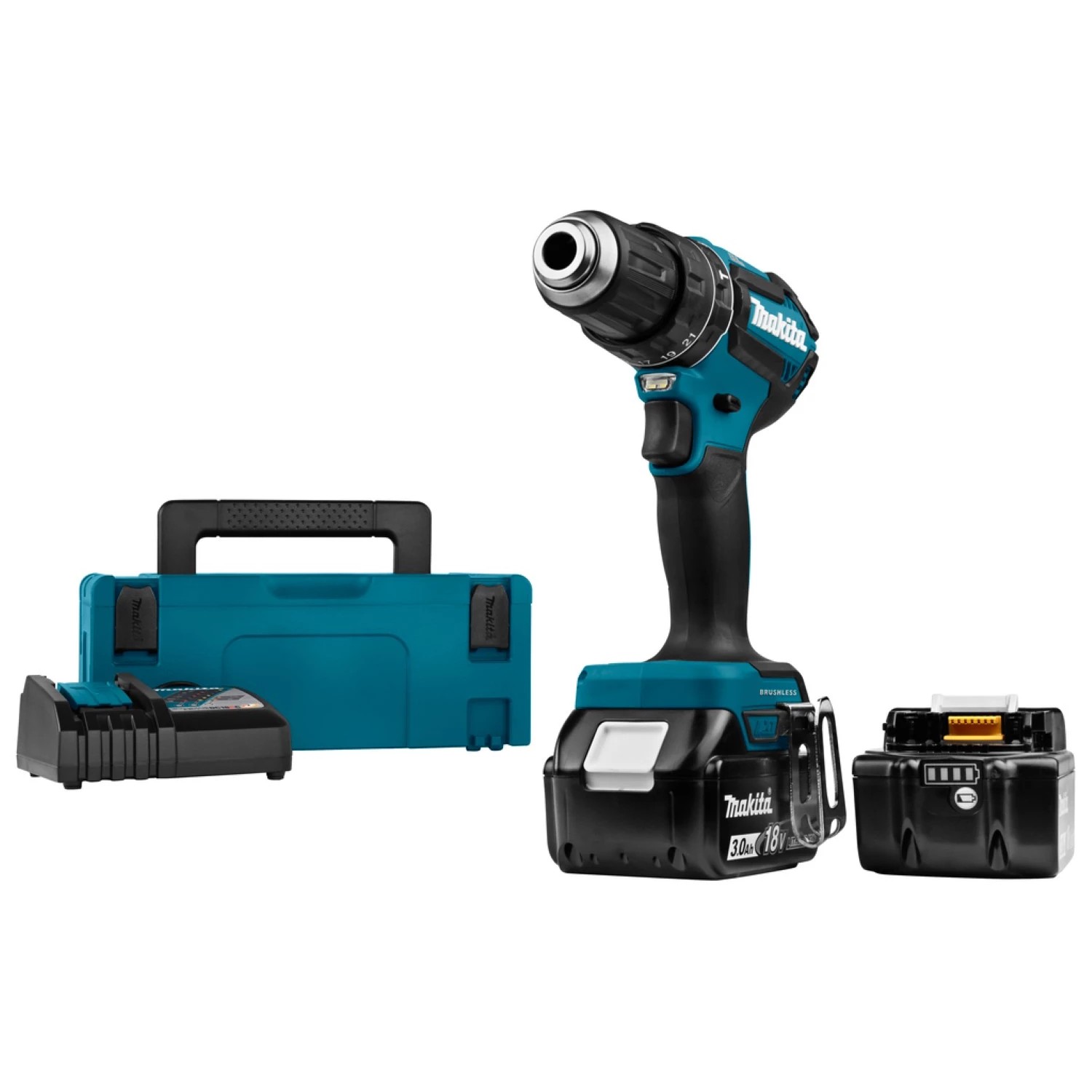 Makita DHP485RFJ 18V accu klopboor-/schroefmachine set met 2 × 3,0Ah accu en Mbox