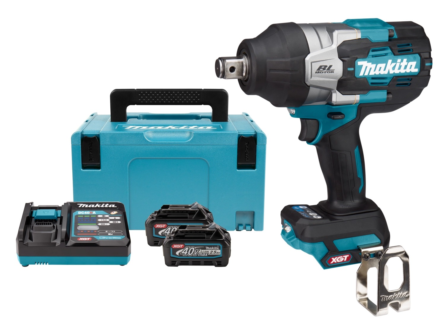 Makita TW001GD201 XGT 40V Max koolborstelloze slagmoersleutelset met 2 × 2,5 Ah accu en Mbox