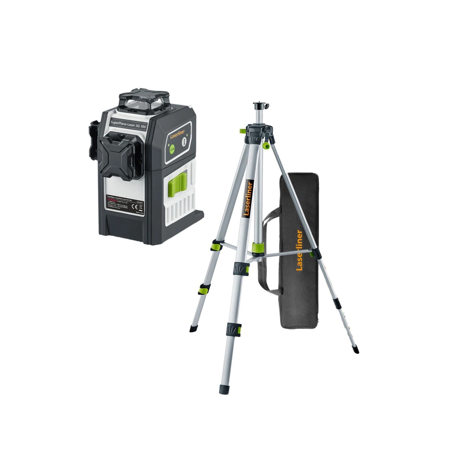 Laserliner SuperPlane-Laser 3G Multi-18V kruislijnlaser met statief en tas – groen – 30 m