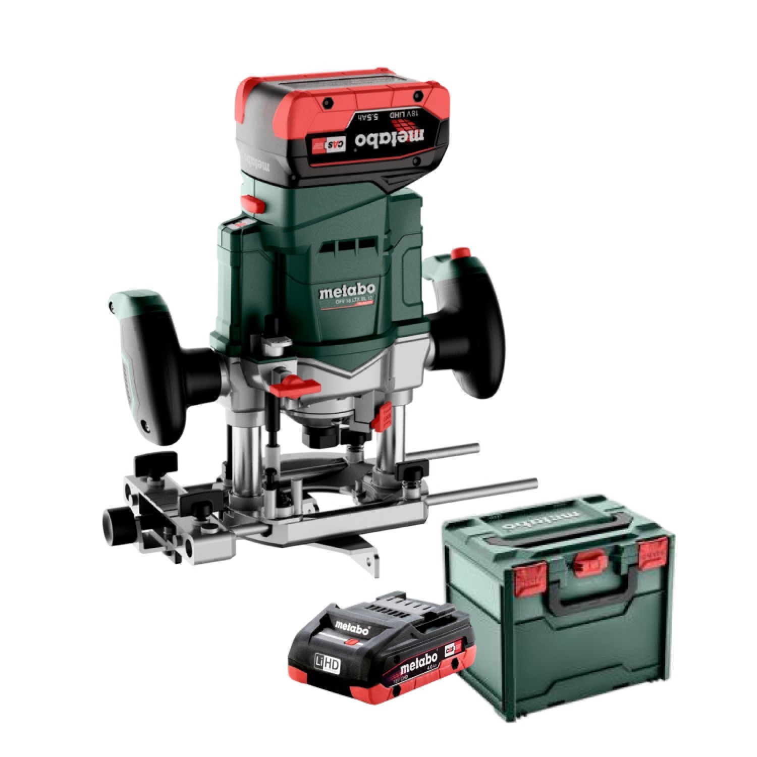 Metabo OFV 18 LTX BL 12 18V accu-bovenfrees set met 2× 5,5 Ah accu en metaBOX