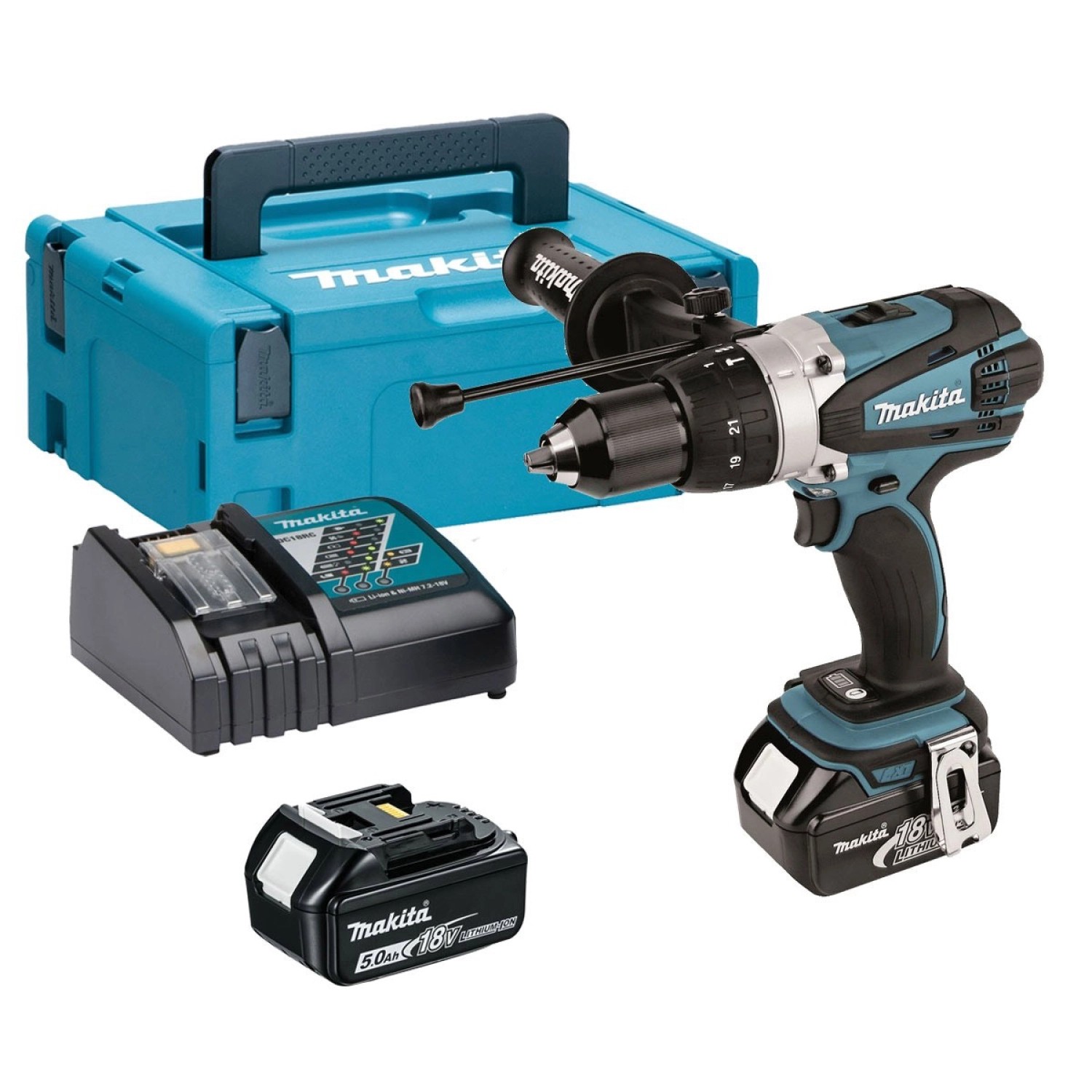 Makita DHP458RTJ 18V accu klopboor-/schroefmachine set met 2 × 5,0Ah accu in Mbox