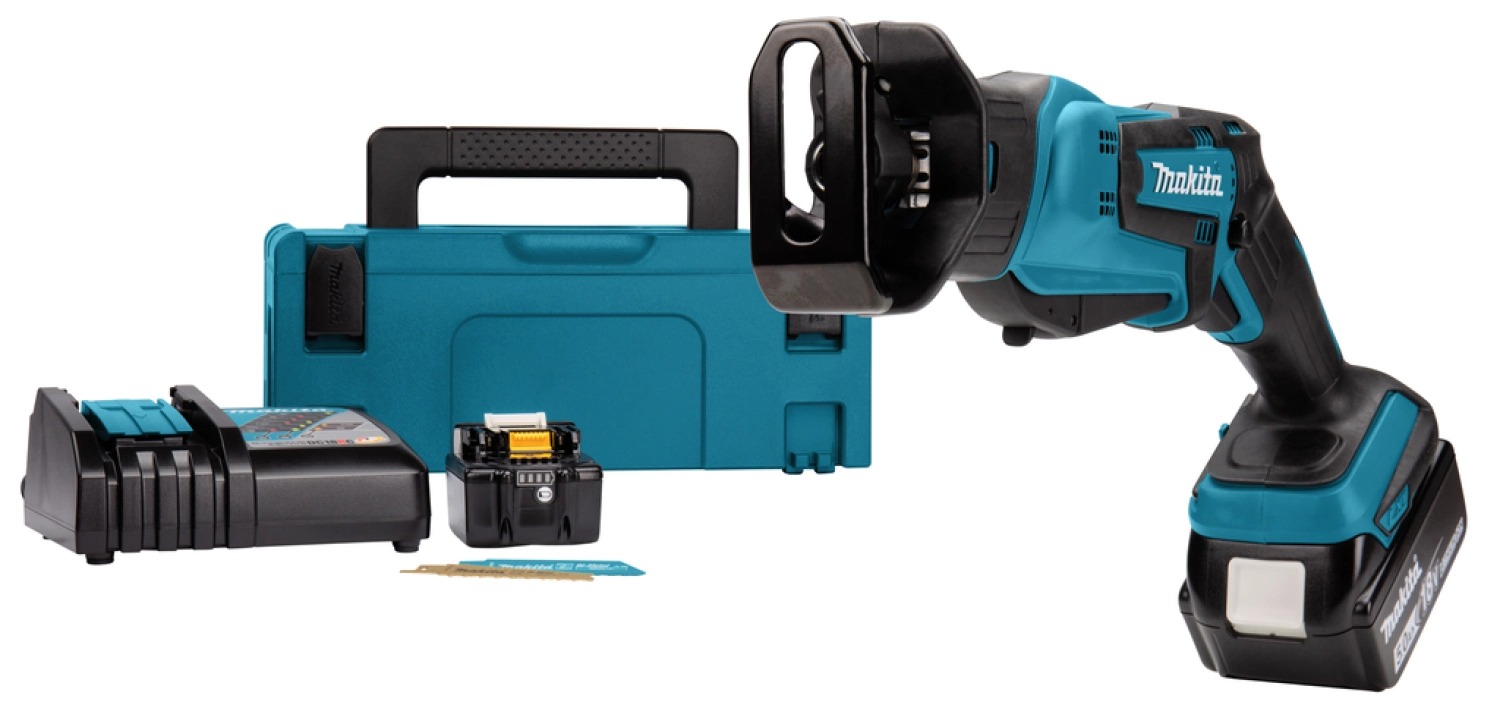 Makita DJR183RTJ 18V accu reciprozaag set met 2x 5,0Ah accu en Mbox