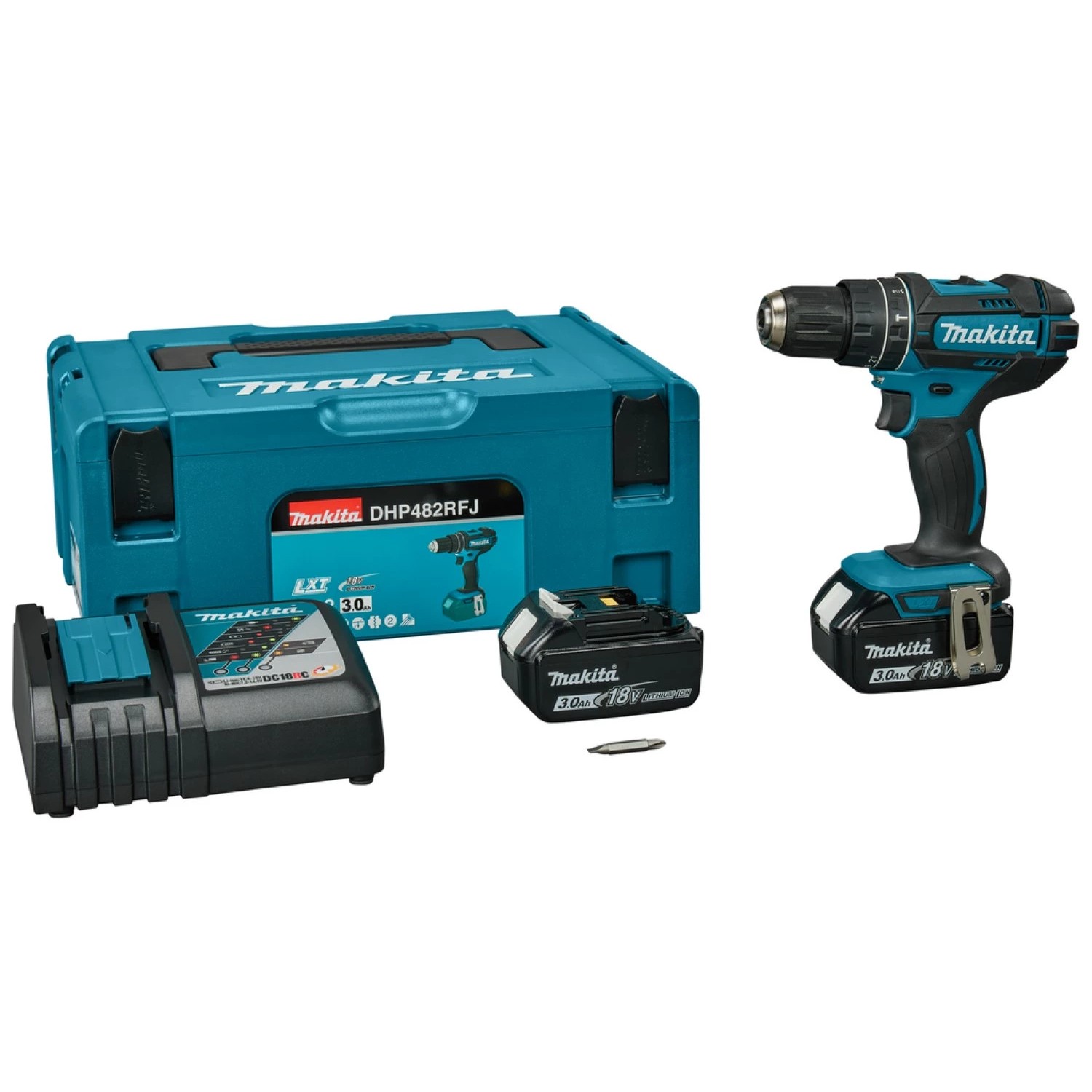 Makita DHP482RFJ 18V accu-klopboor-/schroefmachine set met 2 × 3,0Ah accu en Mbox