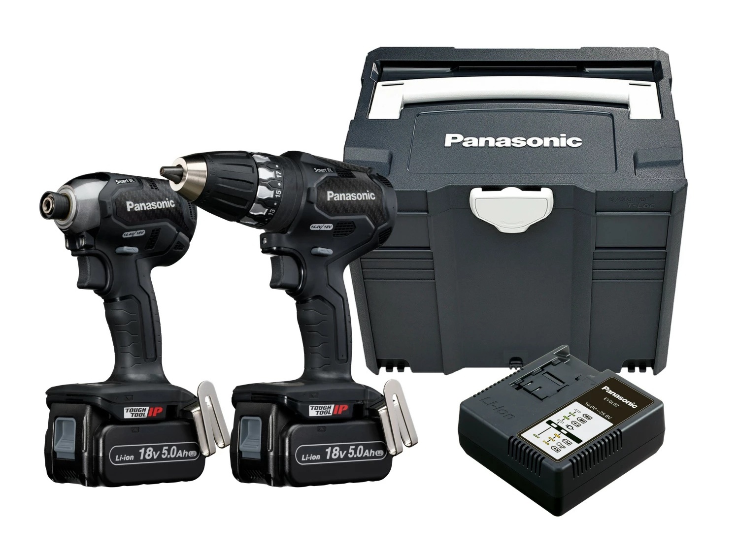 Panasonic EYC231LJ2G 18V koolborstelloze combiset met 2x 5,0Ah accu en T-LOC