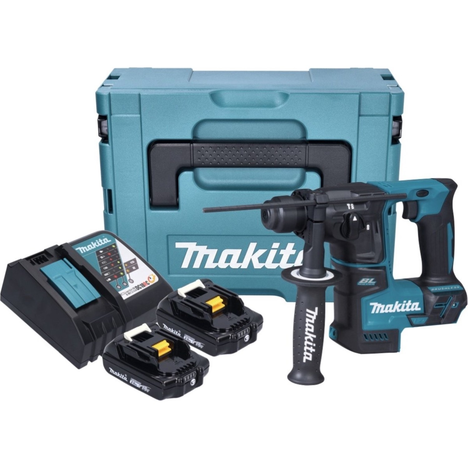 Makita DHR171RAJ 18V SDS-plus boorhamerset met 2× 2,0Ah accu en Mbox