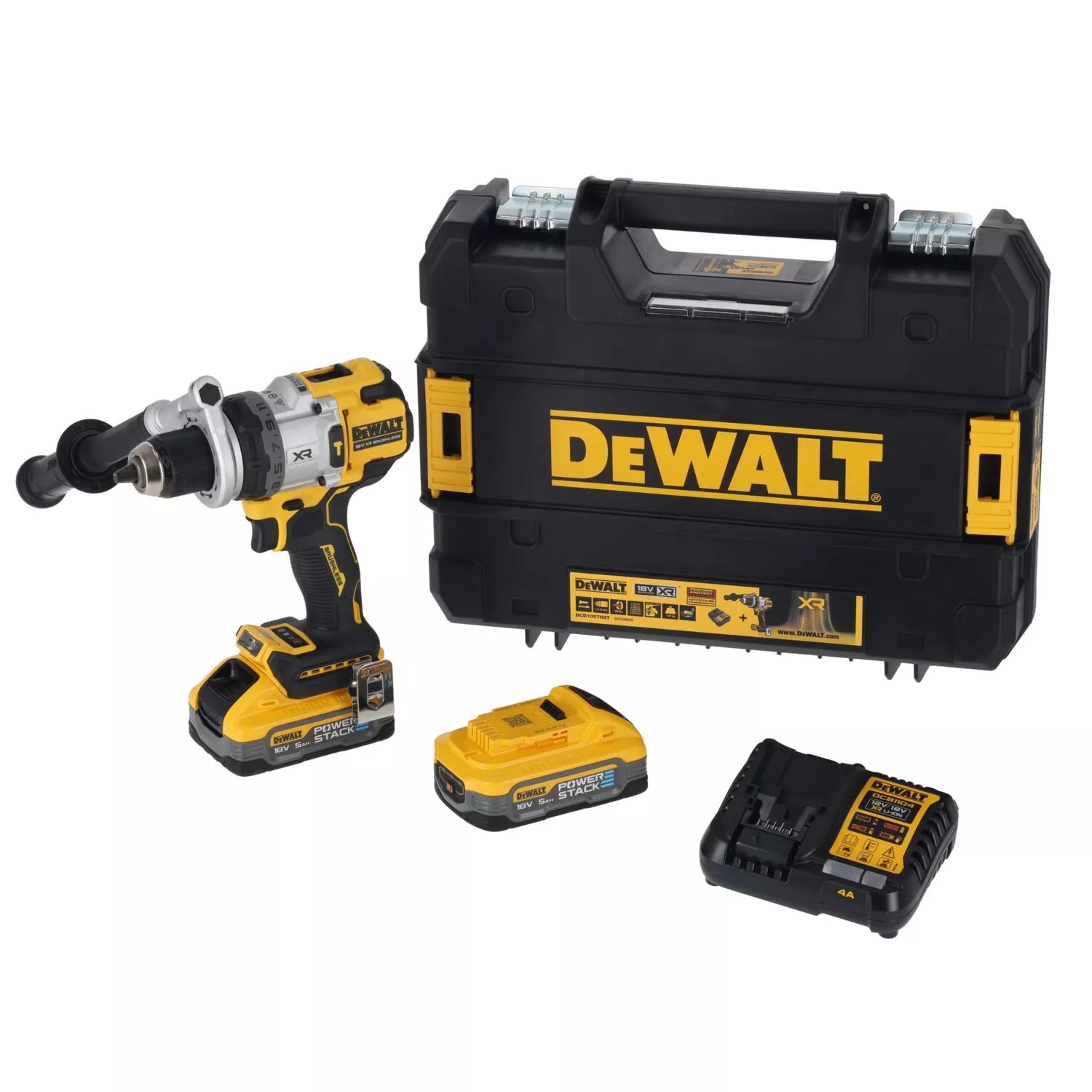DeWALT DCD1007H2T-QW 18V klopboor-/schroefmachineset met 2× 5,0Ah accu en TSTAK