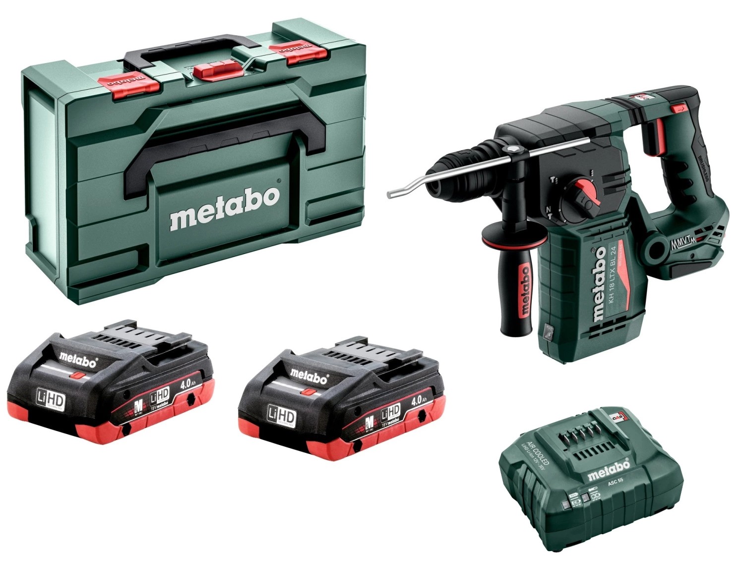 Metabo KH 18 LTX BL 24 18V accu-combihamer set met 2 × 4,0 Ah LiHD accu en metaBOX
