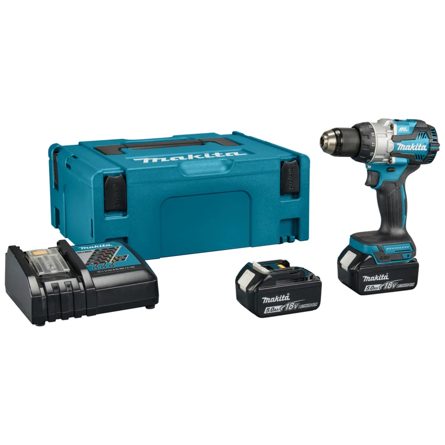 Makita DHP489RTJ LXT 18 V accu-klopboor-/schroefmachine set met 2 × 5,0 Ah in Mbox