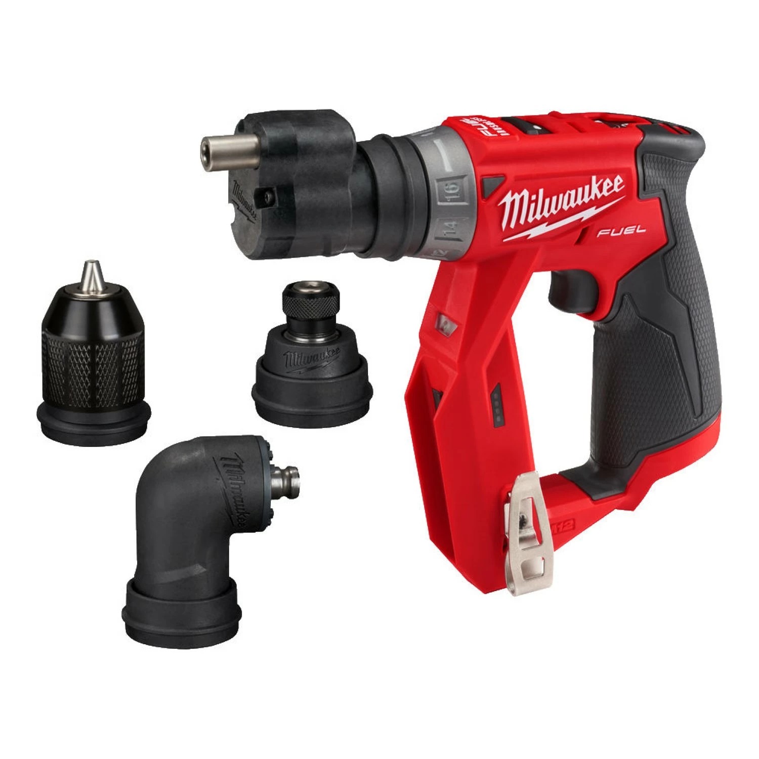 Milwaukee M12 FDDXKIT-0X 12V accu-schroefboormachine body met opzetstukken in HD-Box