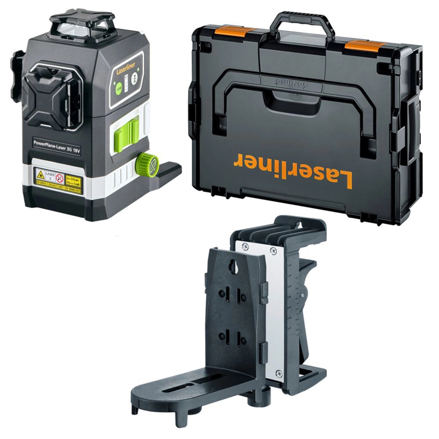 Laserliner PowerPlane-Laser 3G Multi-18V kruislijnlaser met Crossgrip en L-Boxx