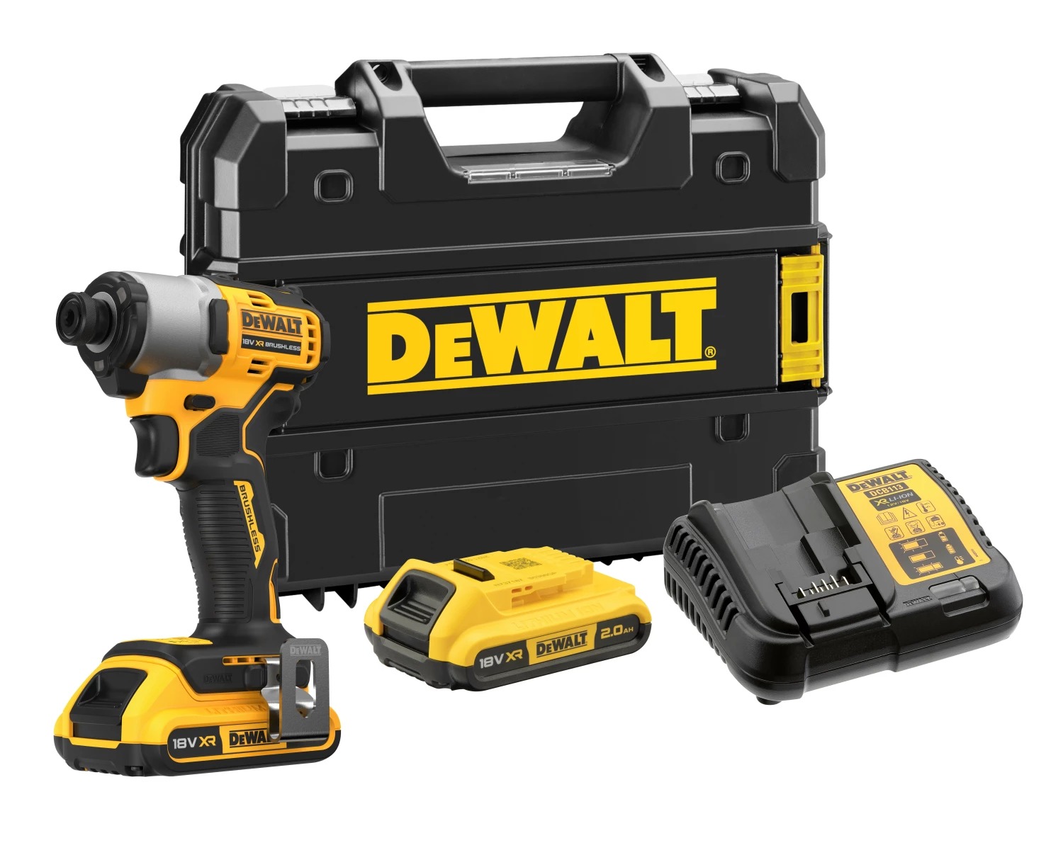 DeWALT DCF840D2T-QW 18V XR koolborstelloze slagschroevendraaierset met 2 × 2,0 Ah en TSTAK