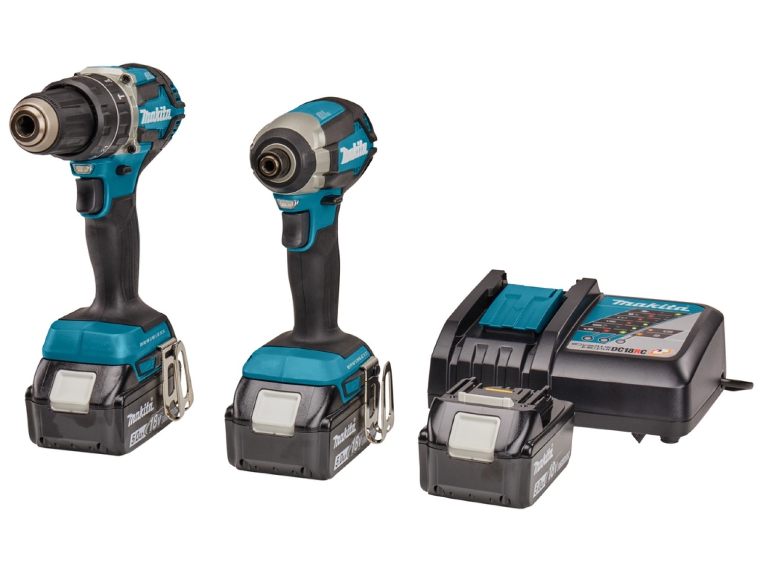 Makita DLX2180TJ1 18V koolborstelloze combiset met 3x 5,0Ah accu en Mbox