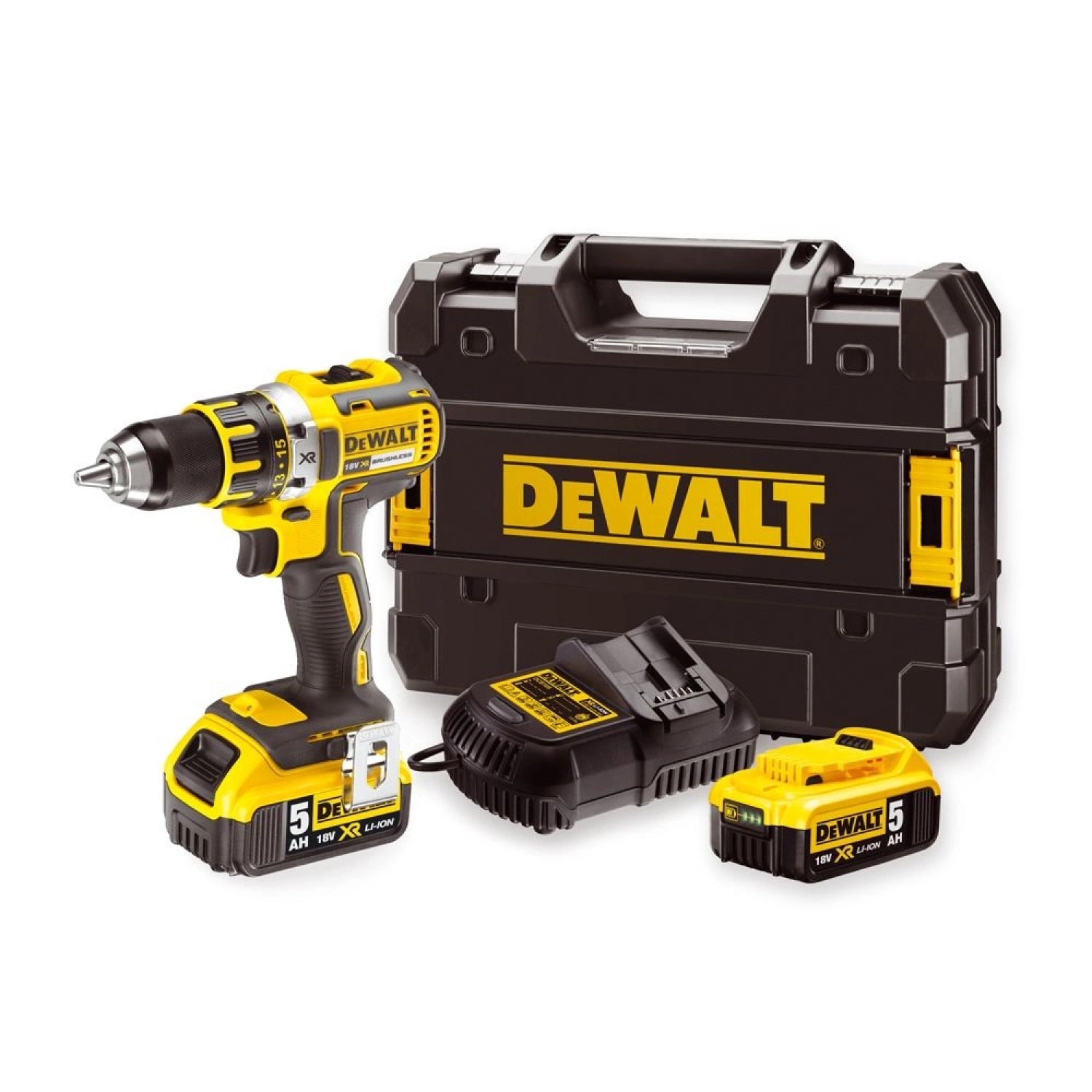 DeWALT DCD791P2-QW 18V XR koolborstelloze boor-/schroefmachine set met 2 × 5,0 Ah accu en TSTAK