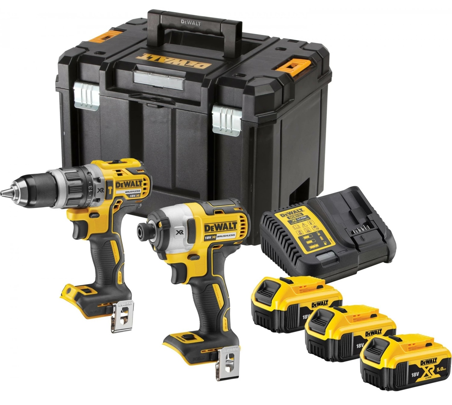 DeWALT DCK266P3T-QW 18V XR combiset met DCD796, DCF887, 3× 5,0Ah accu en TSTAK koffer
