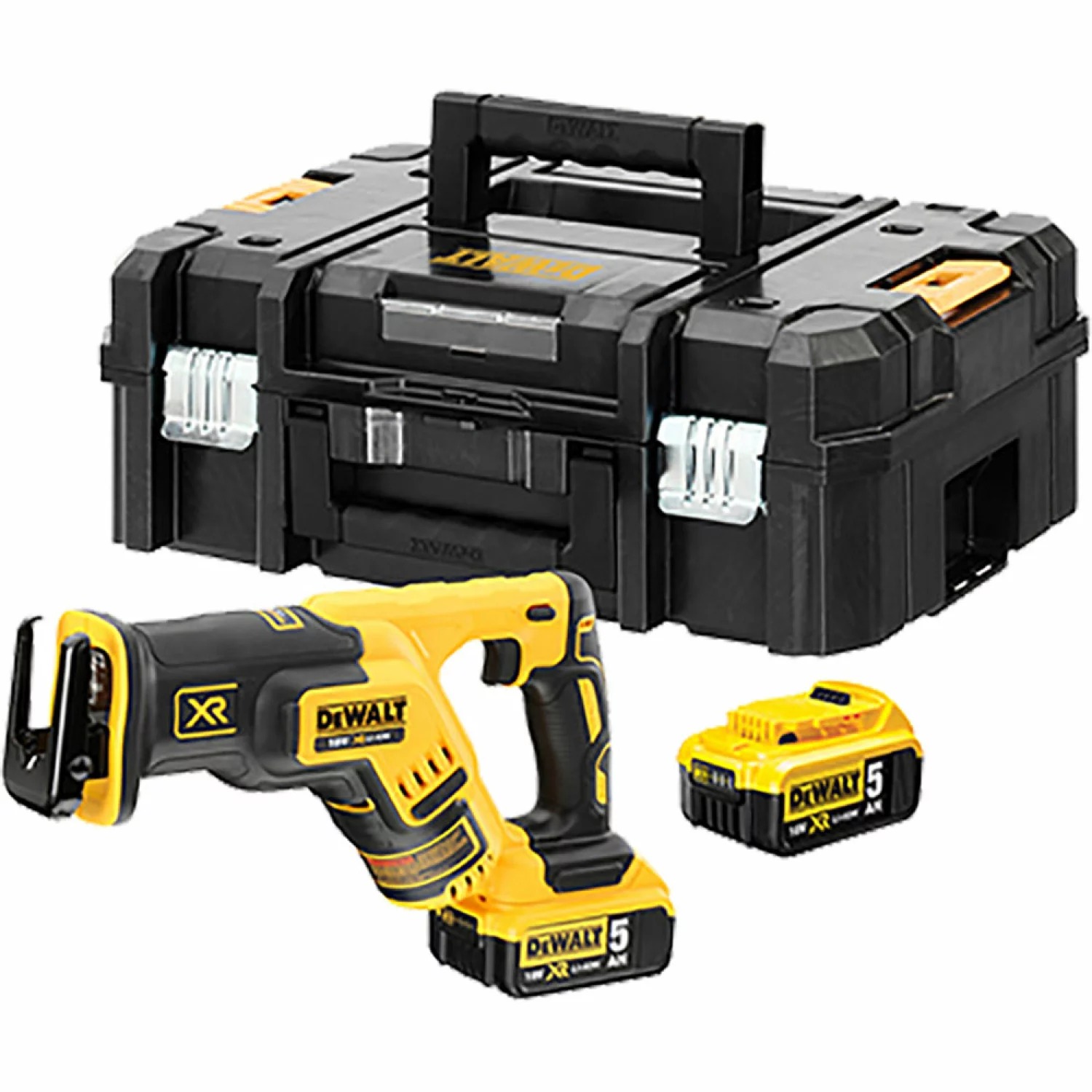 DeWALT DCS367P2-QW 18V XR koolborstelloze reciprozaagset met 2× 5,0Ah accu en TSTAK