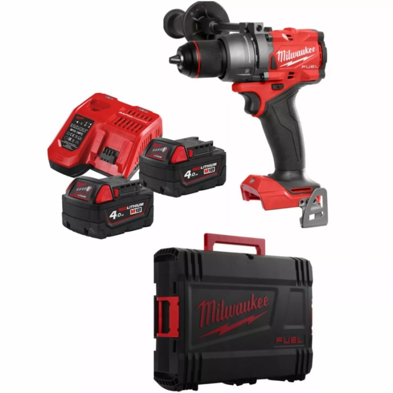 Milwaukee M18 FPD3-402C FUEL slagboormachine – 18 V set met 2 × 4,0 Ah accu en transportkoffer