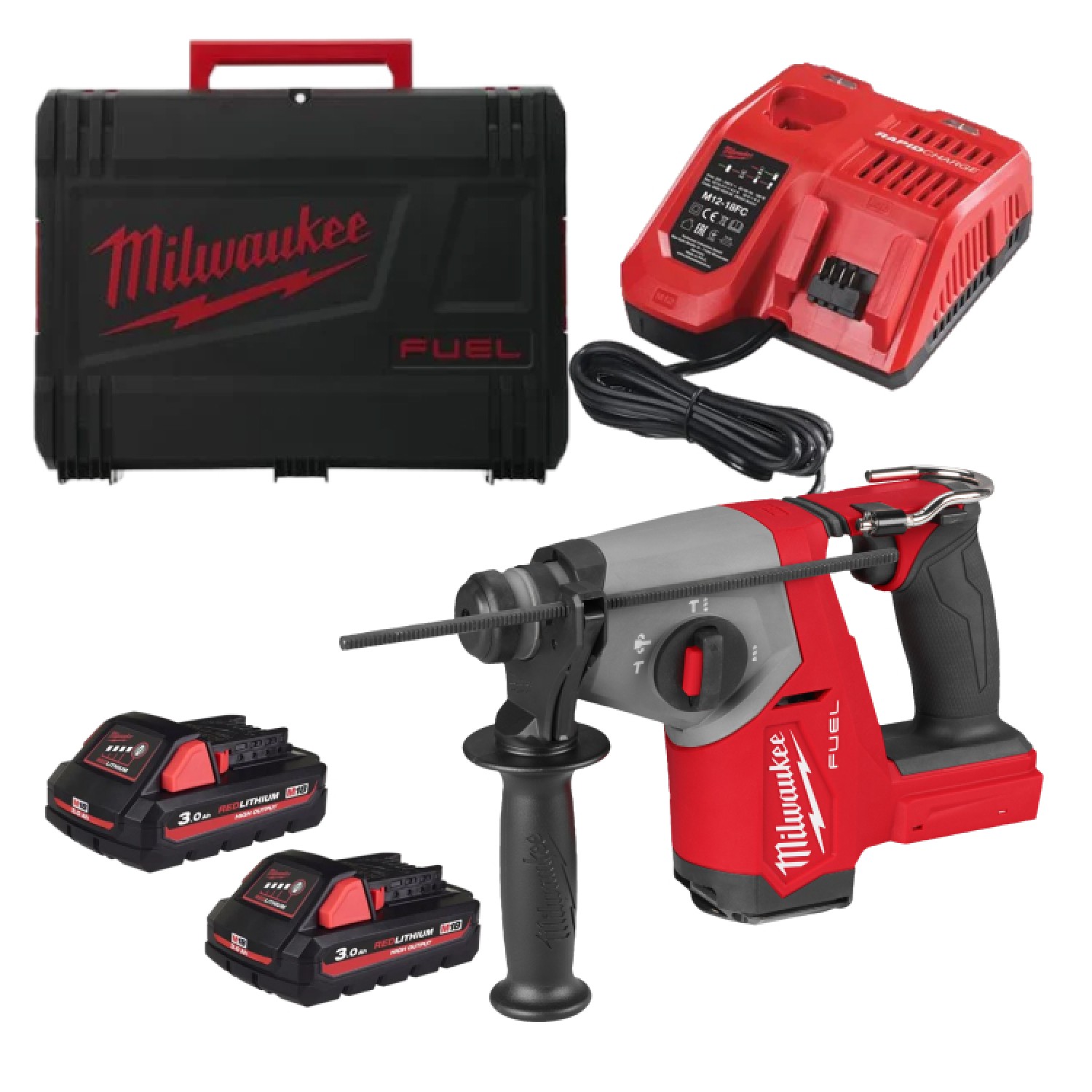 Milwaukee M18 FHAC16-302X 18V SDS-plus combihamer set – 2× 3,0 Ah accu en HD Box
