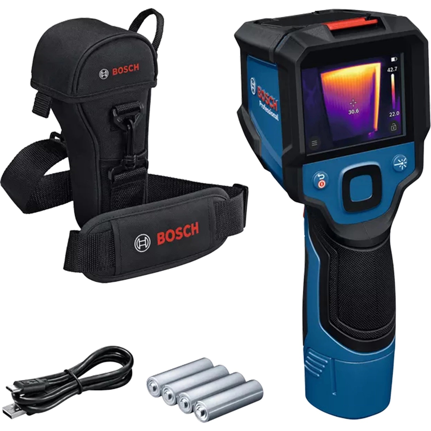 Bosch GTC 12V-450-13 warmtebeeldcamera – set met AA-batterijen en tas – IP54