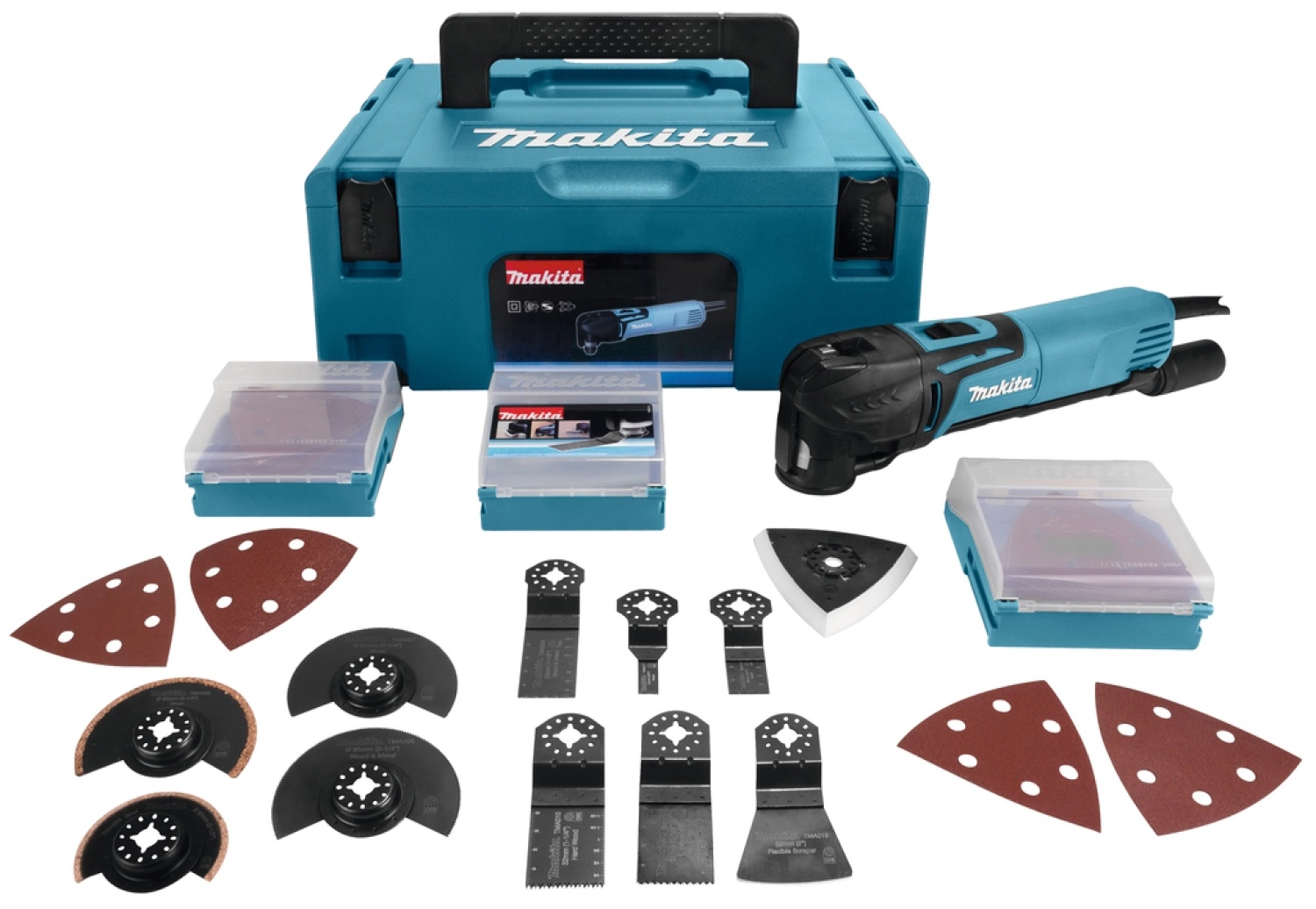 Makita TM3010CX2J multitool met accessoireset en Mbox – 320 W