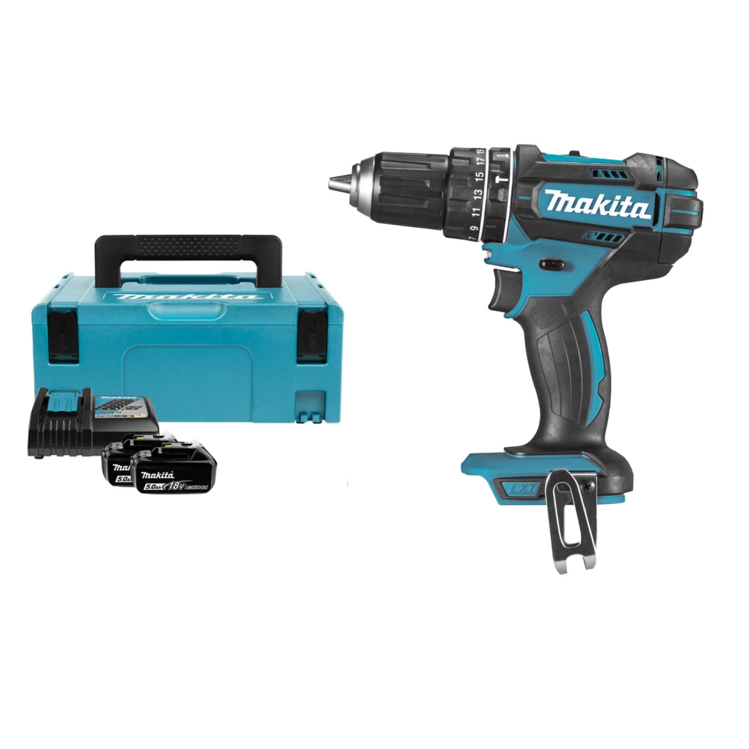 Makita DHP482RTJ 18V Li-Ion klopboor-/schroefmachine set met 2× 5,0Ah accu en Mbox