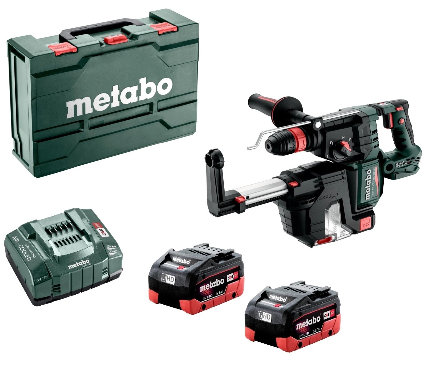 Metabo KH 18 LTX BL 28 Q Set ISA 18V accu-combihamer met 2× 5,5 Ah LiHD accu in metaBOX
