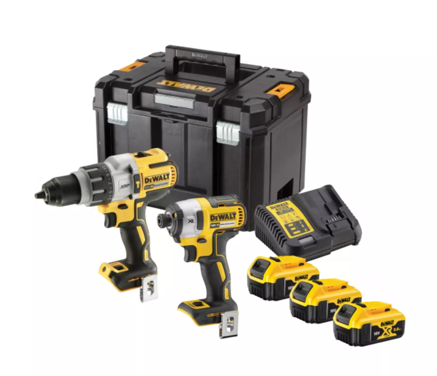 DeWALT DCK276P3T-QW 18V XR koolborstelloze combiset met 3 × 5,0 Ah en TSTAK