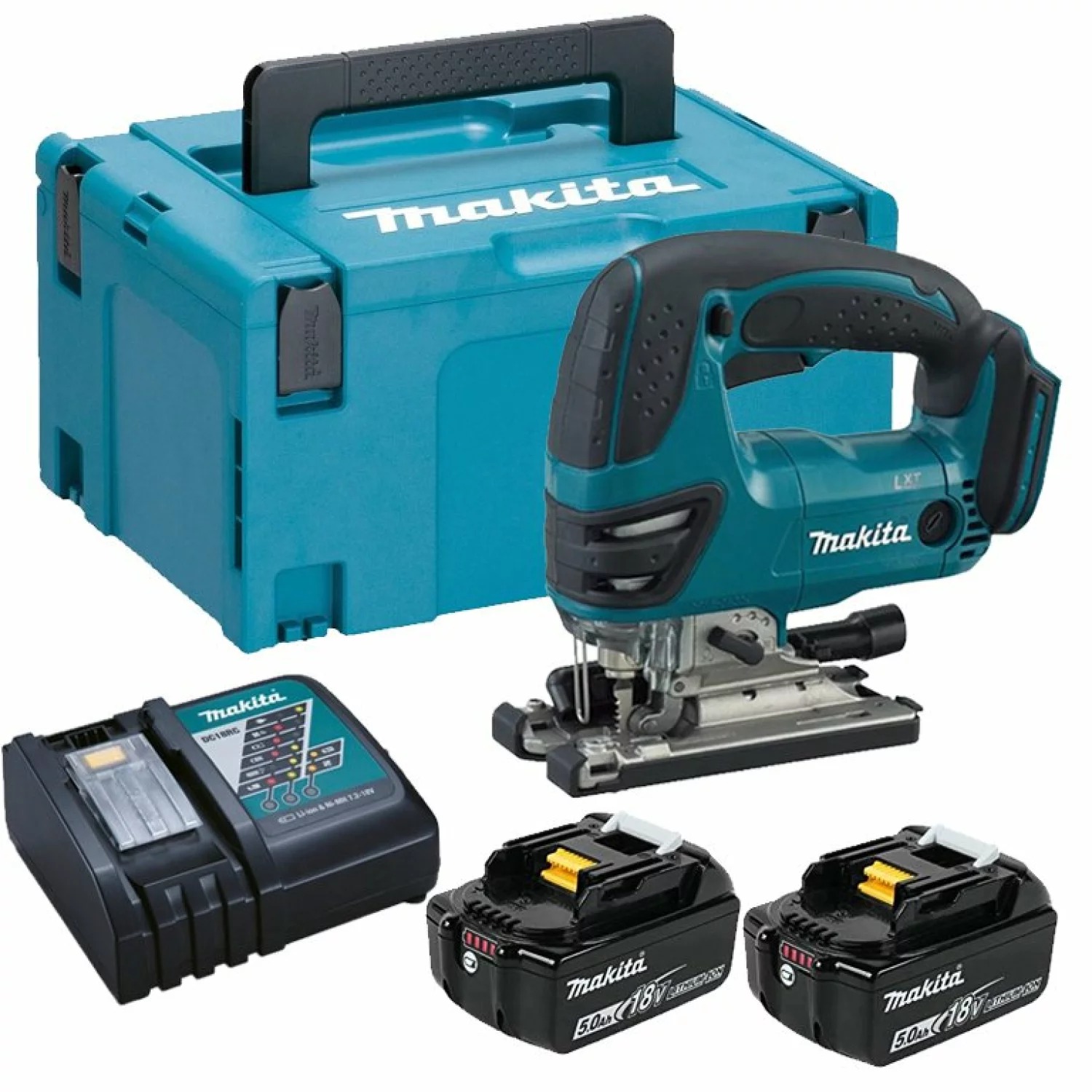 Makita DJV180RTJ 18V Li-Ion decoupeerzaagset met 2× 5,0Ah accu en Mbox
