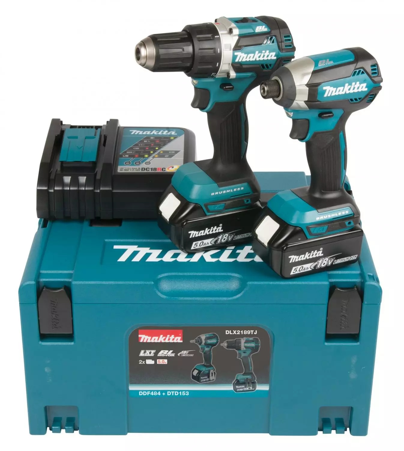 Makita DLX2189TJ 18V koolborstelloze combiset met 2x 5,0 Ah accu in Mbox