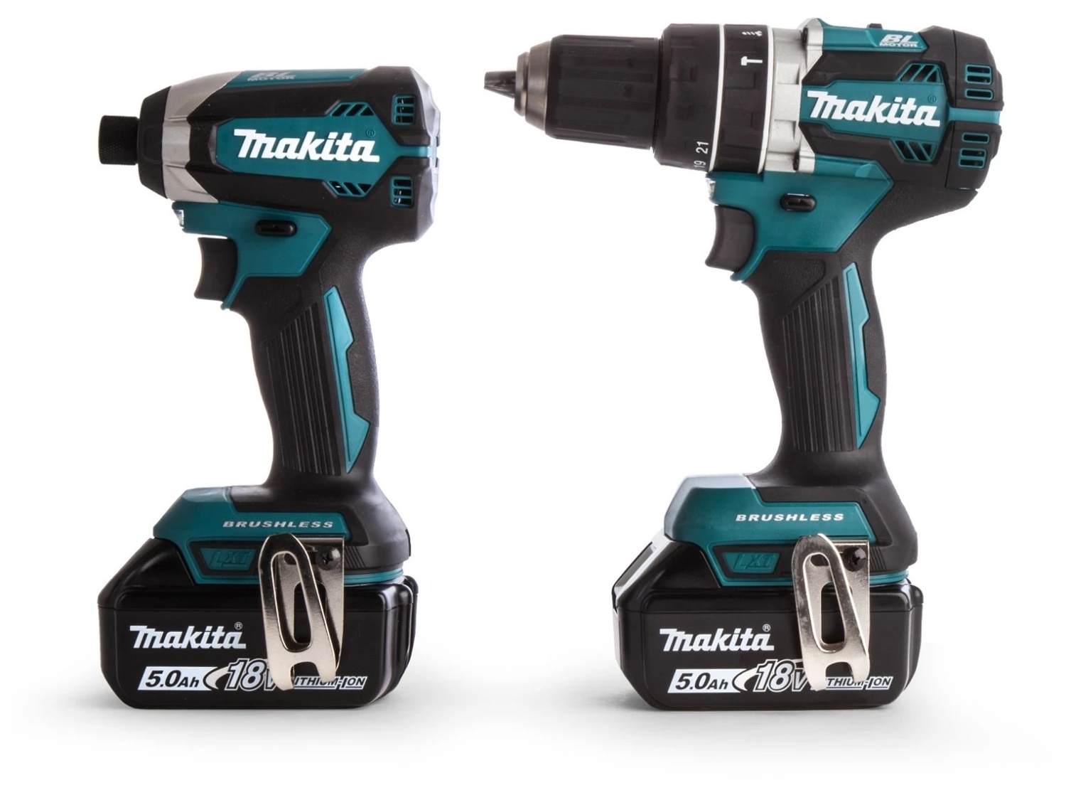 Makita DLX2180TJ 18V koolborstelloze combiset met DHP484, DTD153 en 2x 5,0Ah accu