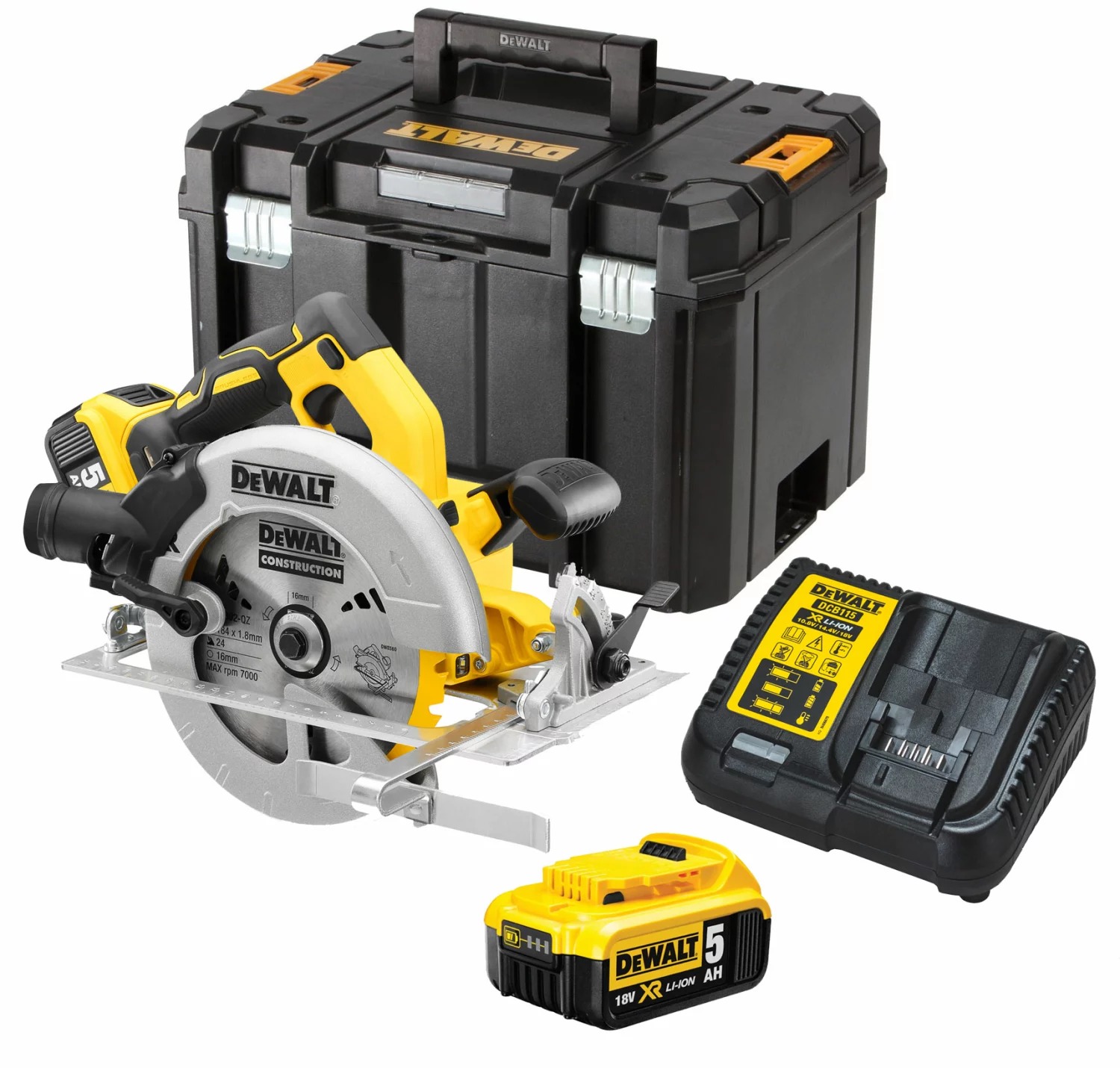 DeWALT DCS570P2-QW 18V XR accu cirkelzaagset – 2x 5,0 Ah – TSTAK – 184 mm