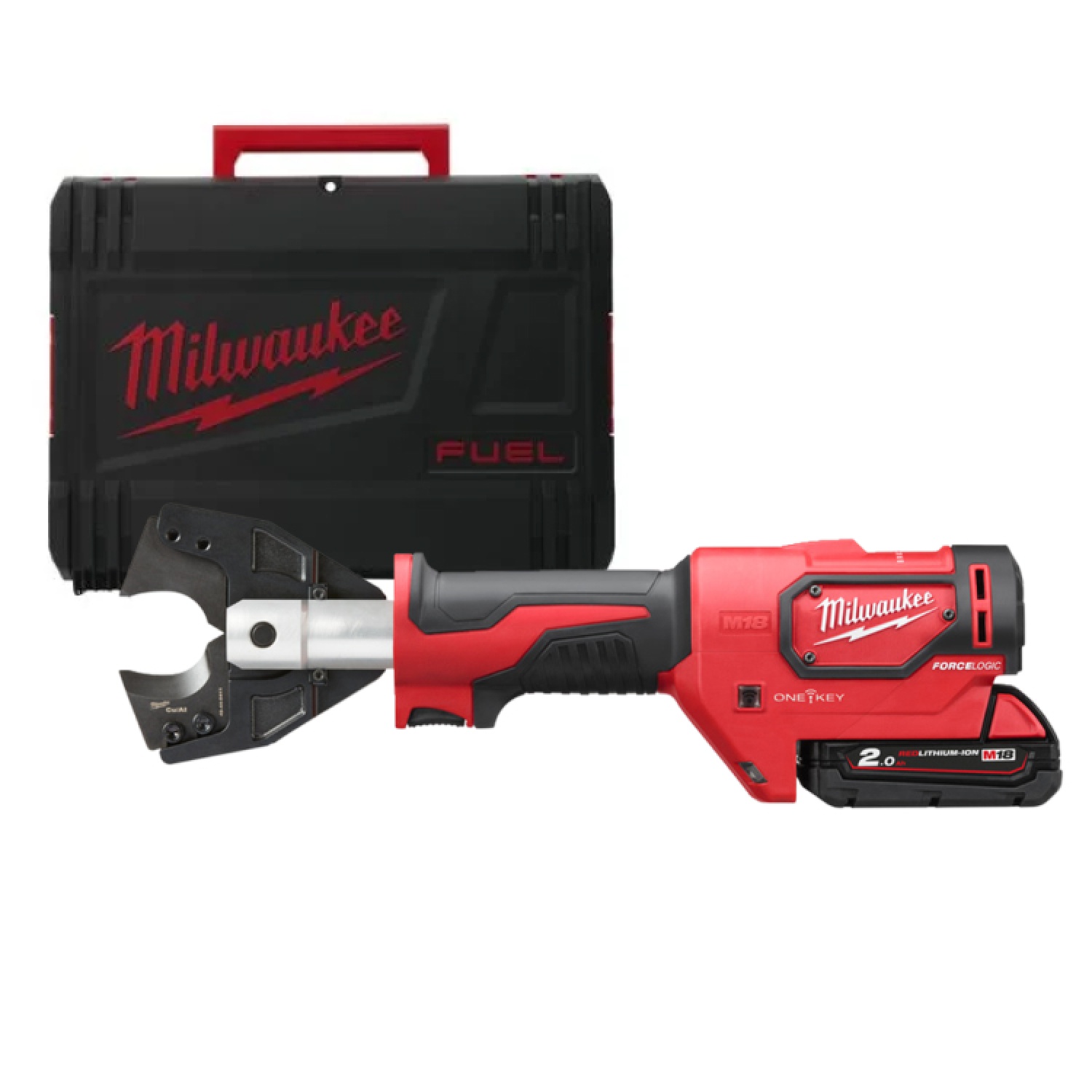 Milwaukee M18 ONEHCC-201C CU/AL-SET 18V accu kabelkniptangset met 2,0Ah accu en koffer