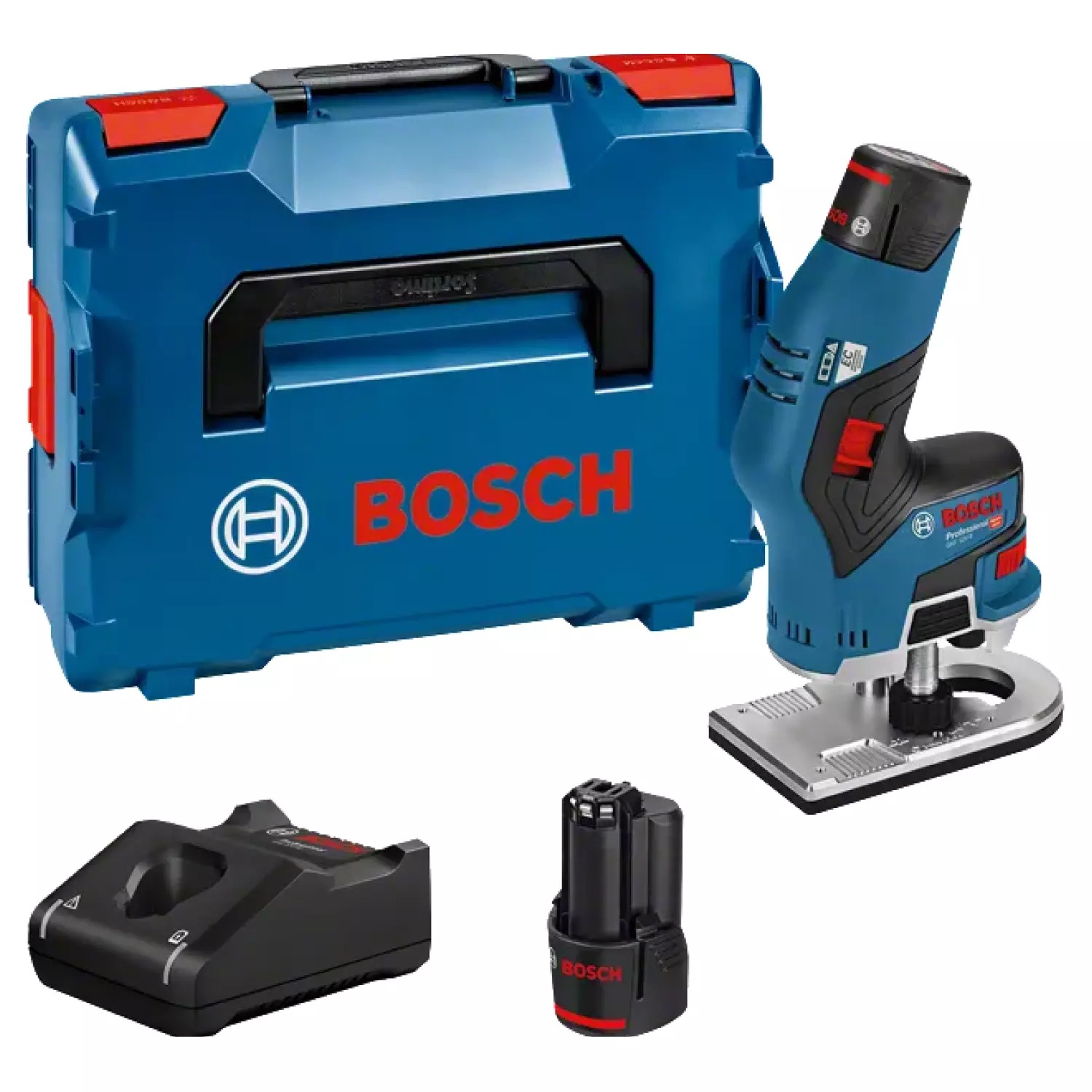 Bosch GKF 12V-8 12V Li-Ion kantenfrees set met 2× 3,0 Ah accu in L-Boxx