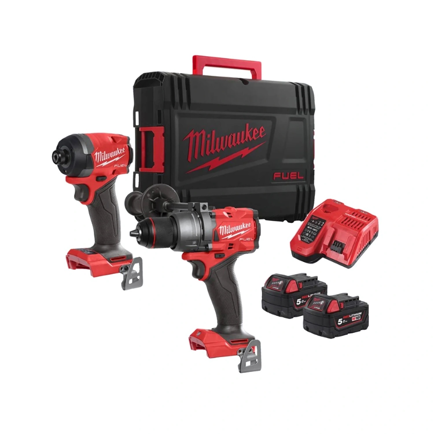 Milwaukee M18 FPP2A3-502X 18V combiset met 2x 5,0Ah accu en HD Box